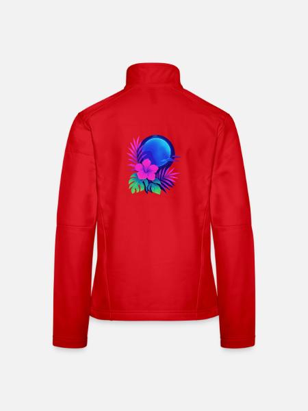 Neon Tropic Moon - Frauen Softshelljacke - Rot - Hinten