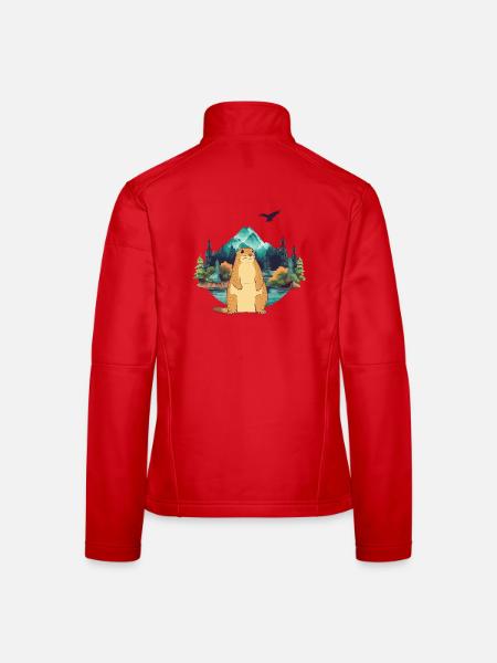 Murmeltier - Frauen Softshelljacke - Rot - Hinten