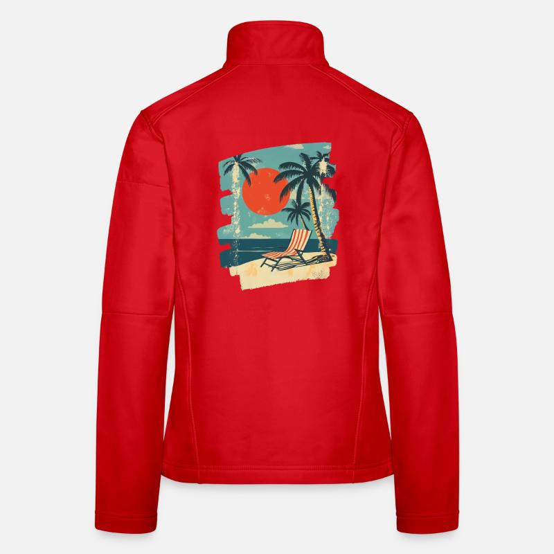 Beach Palm Trees Sunset Summer Women's Softshell Jacket