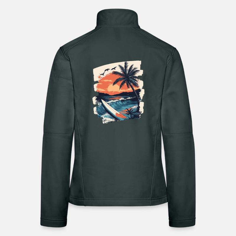 Beach Palm Trees Sunset Summer Women's Softshell Jacket