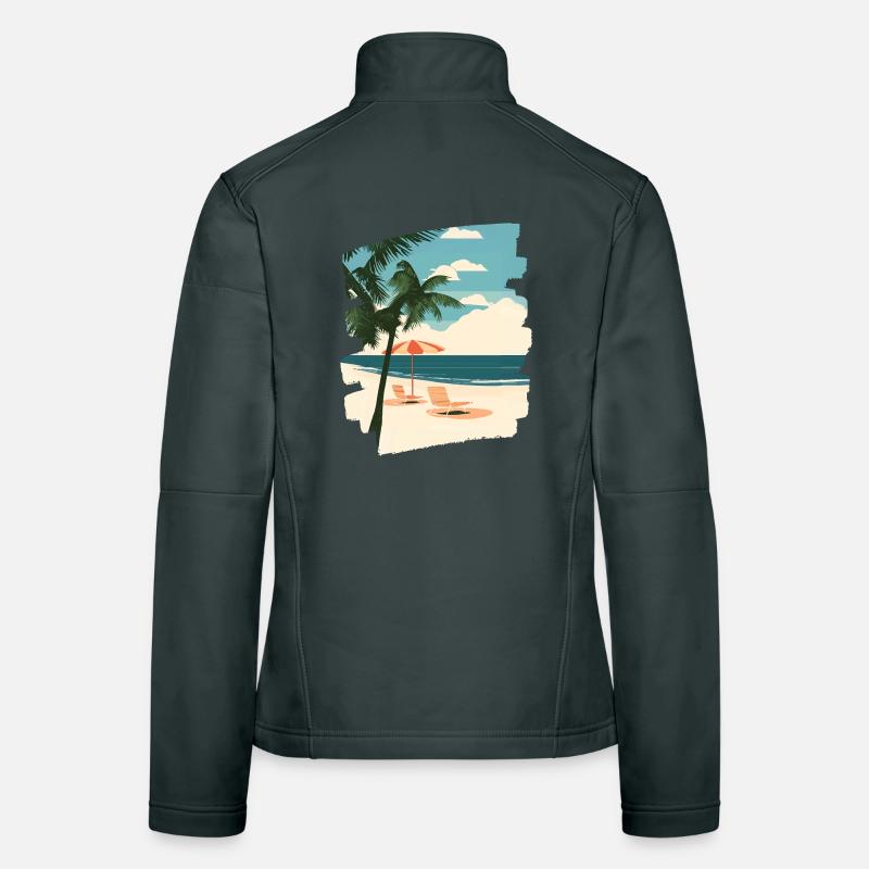 Beach Palm Trees Sun Summer Women's Softshell Jacket