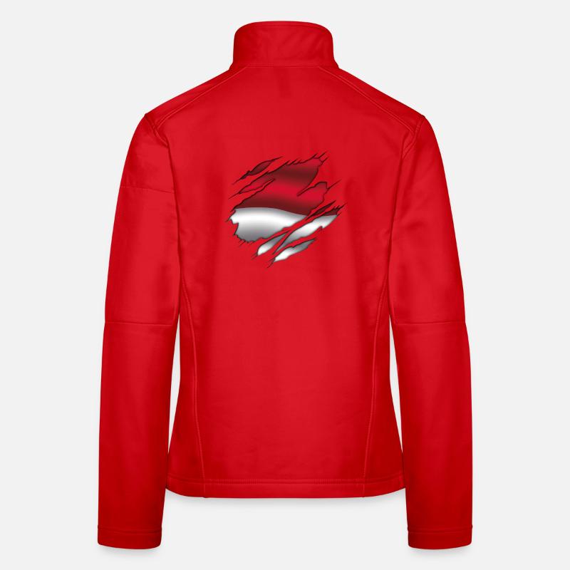 Drapeau de l’Indonésie - Indonésie - Drapeau déchiré Veste en tissu softshell Femme