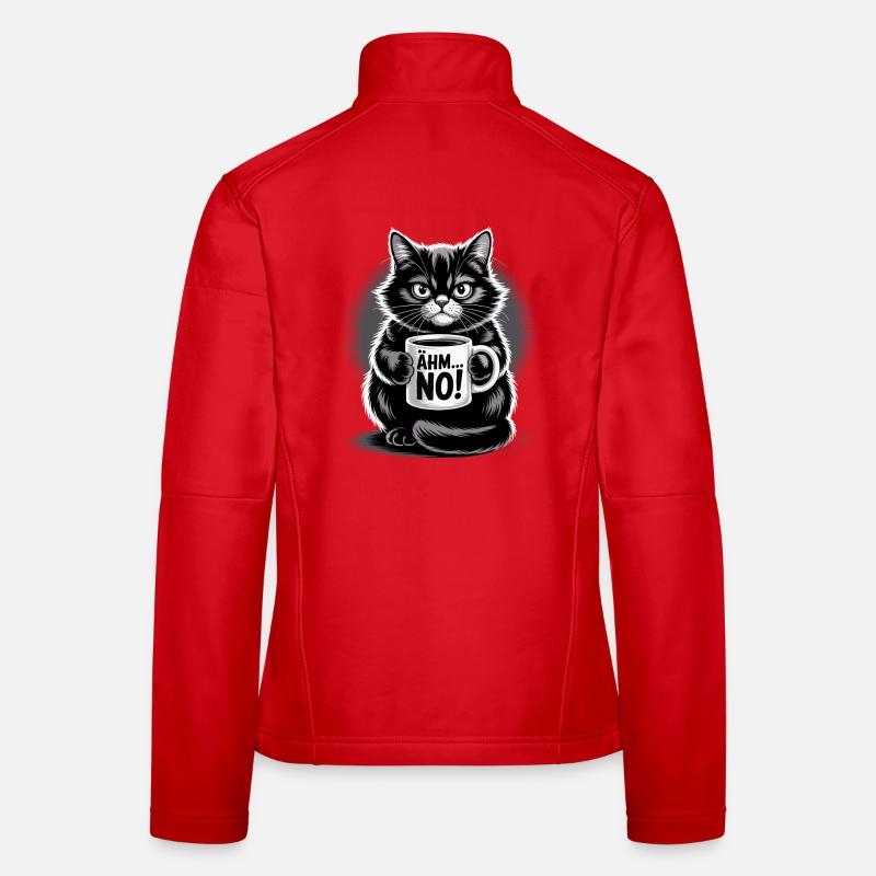 Ähm... No! Katze Mit Kaffee Humor - Frauen Softshelljacke - Rot