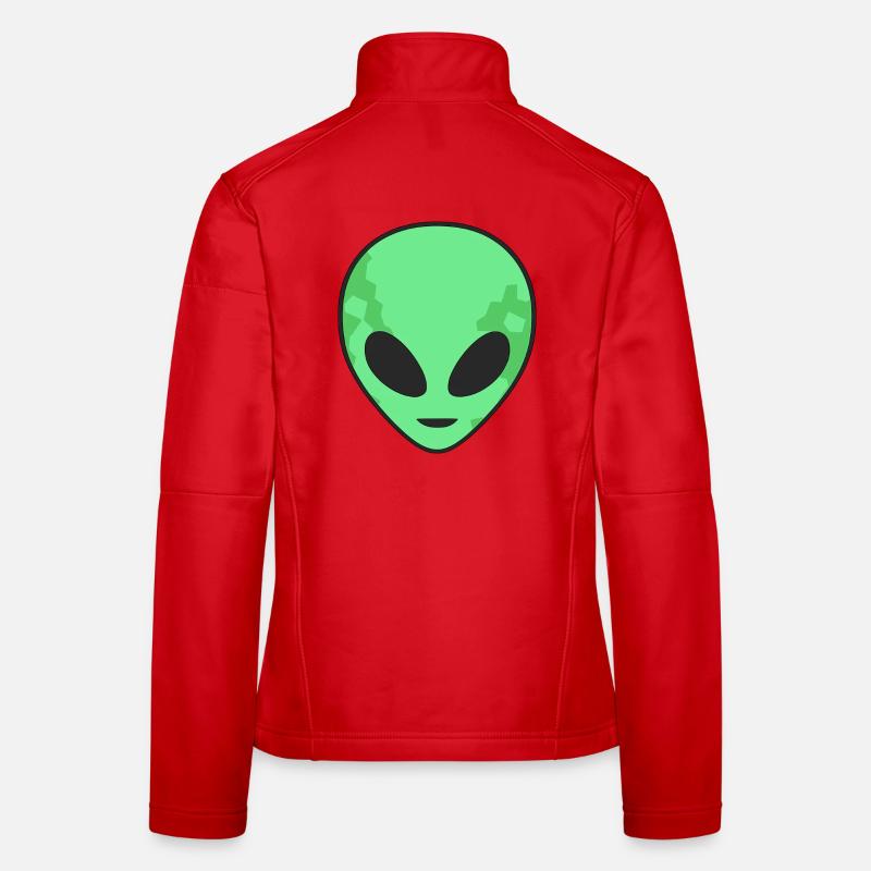 Green Alien Head - Frauen Softshelljacke - Rot