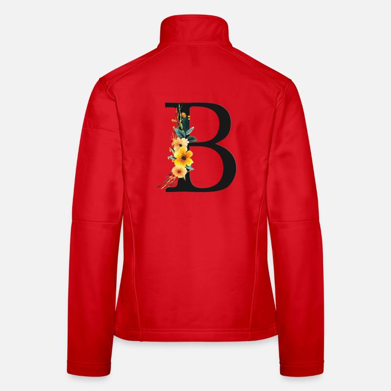 B Monogram, Floral, Personalizable Women's Softshell Jacket