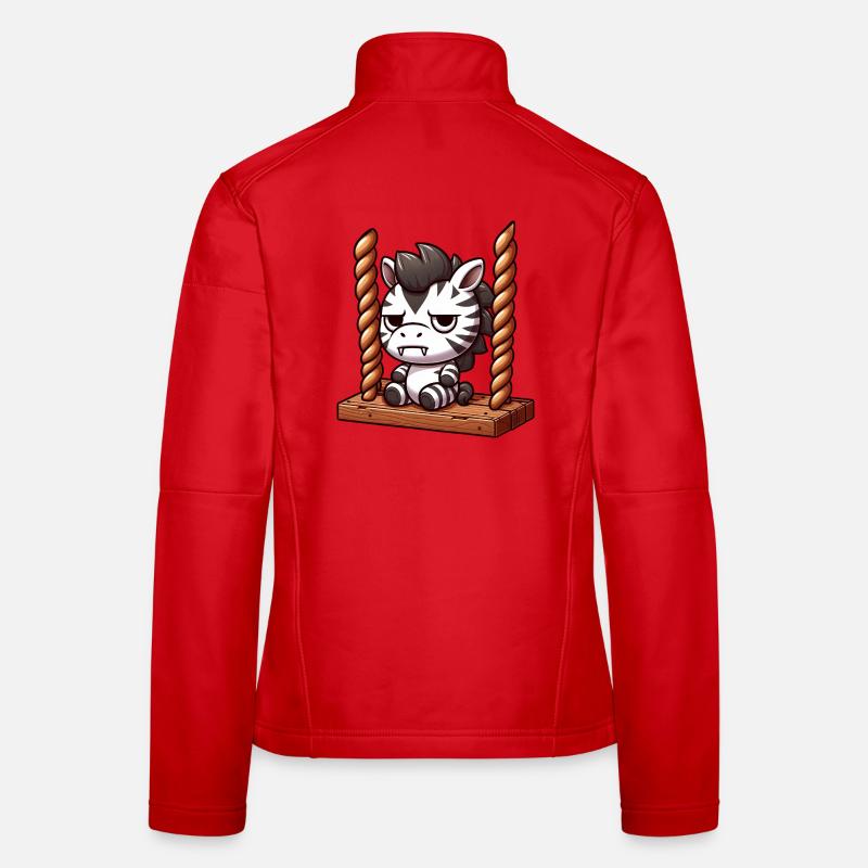 Grumpy Zebra Swinging Annoyed Funny Design Women's Softshell Jacket