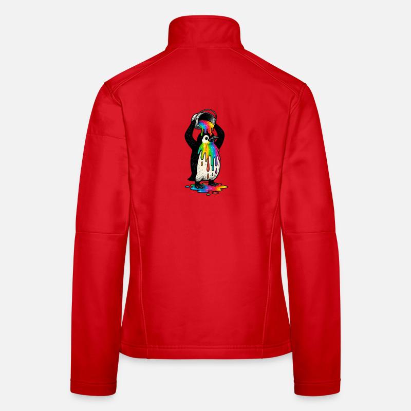 Bunter Pinguin mit Farbeimer Frauen Softshelljacke