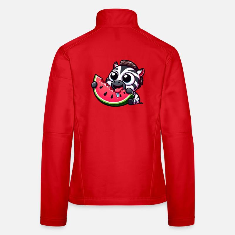 Mignon dessin animé zèbre pastèque fruit d’été Veste en tissu softshell Femme