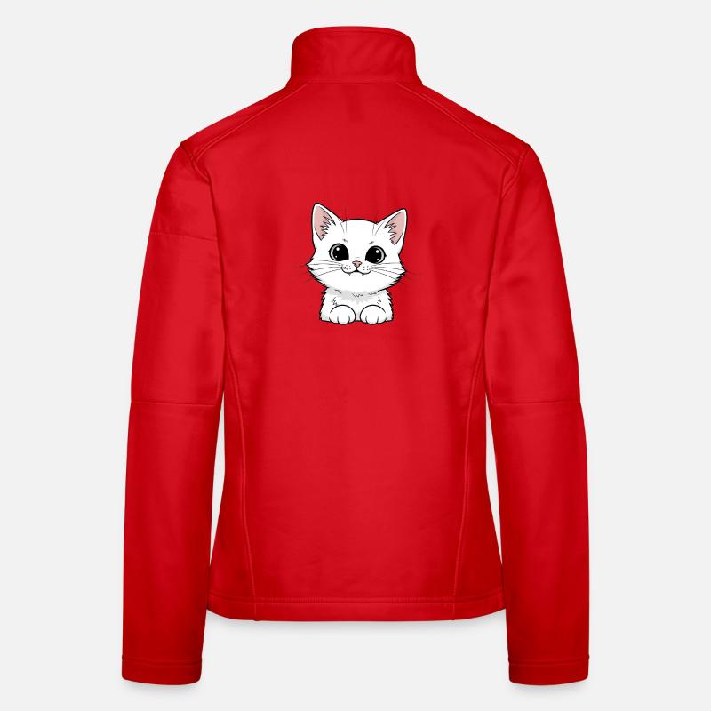 Mignon design de chaton blanc Veste en tissu softshell Femme