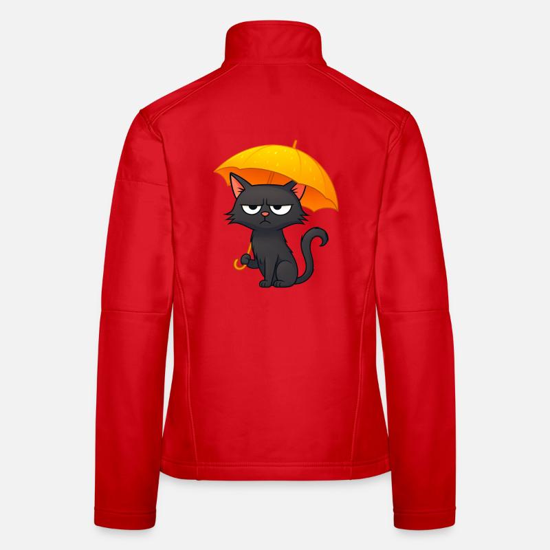Humorous Grumpy Rainy Days Disaster with Cat Women's Softshell Jacket