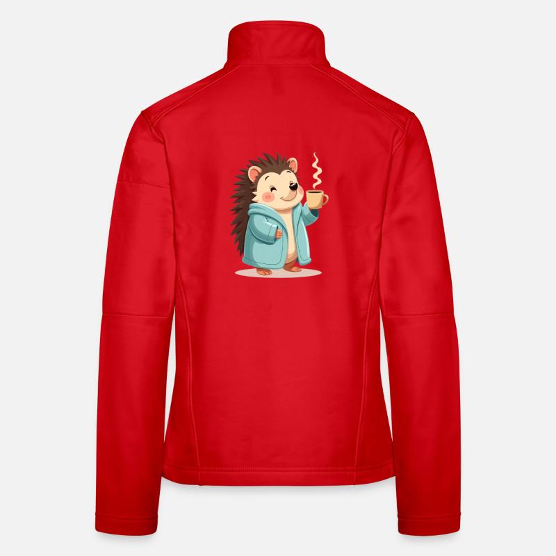 Hedgehog Mit Kaffee Pullover Design Frauen Softshelljacke