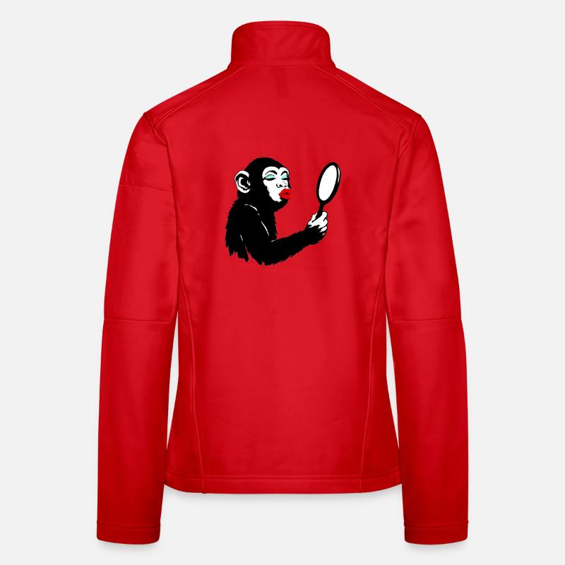 Vain monkey lady with mirror Women's Softshell Jacket