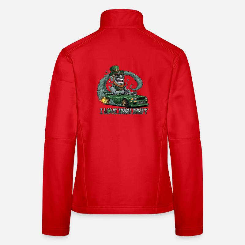 St. Patrick's Day Stunt Drifting Design Women's Softshell Jacket