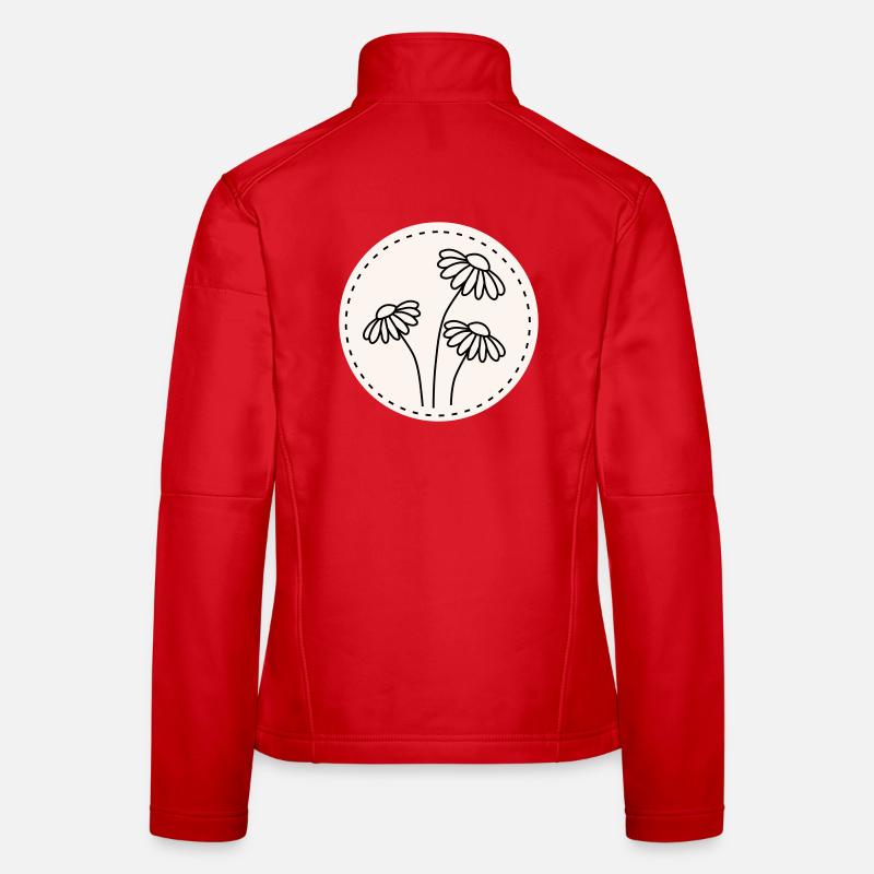 Gänseblümchen Line Art – Blumen Motiv Kreis Frauen Softshelljacke