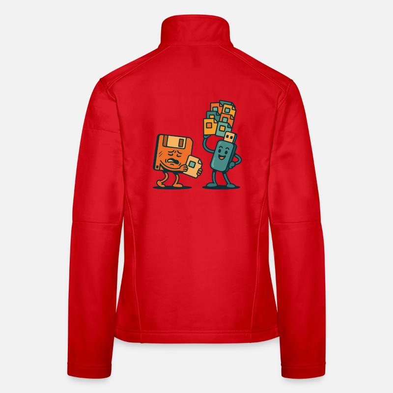 Disquette vs clé USB : le sarcasme des technologies rétro Veste en tissu softshell Femme