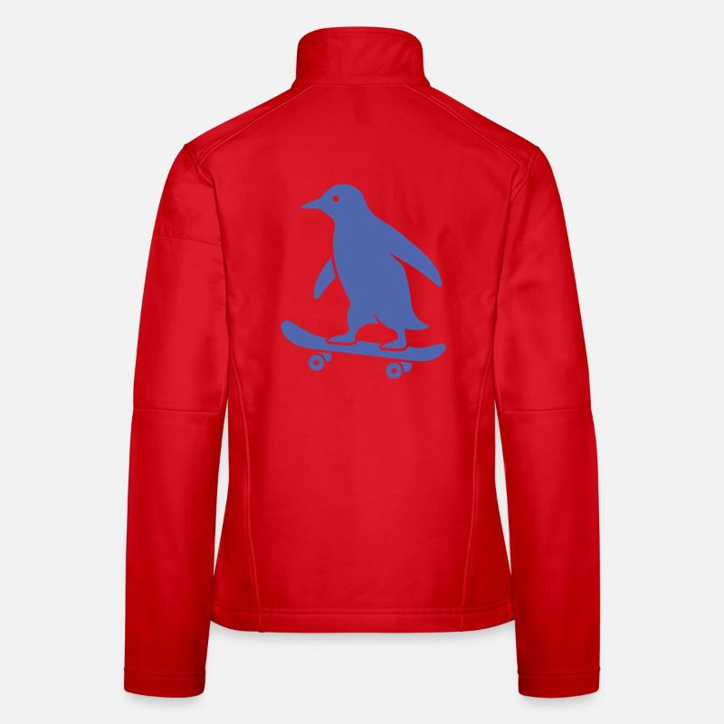 Minimalist Penguin Skateboarder Silhouette Women's Softshell Jacket