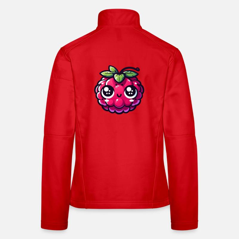 Raspberry kawaii eyes amazed Women's Softshell Jacket