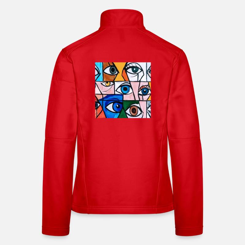 Abstract Expression of Multicolored Eyes Women's Softshell Jacket