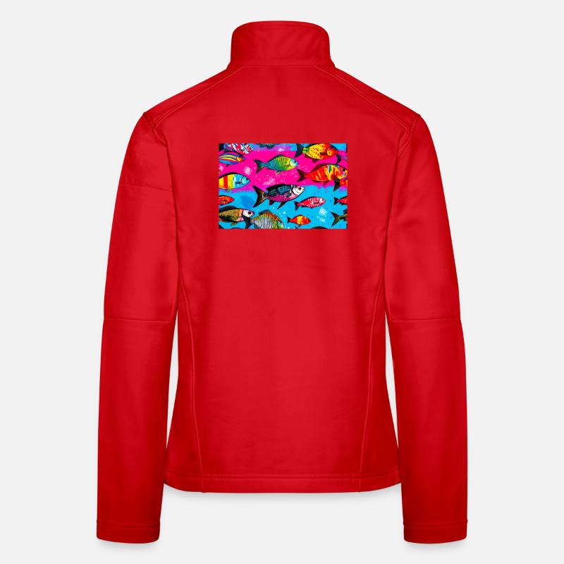Colorful Fish on Bright Backgrounds Women's Softshell Jacket