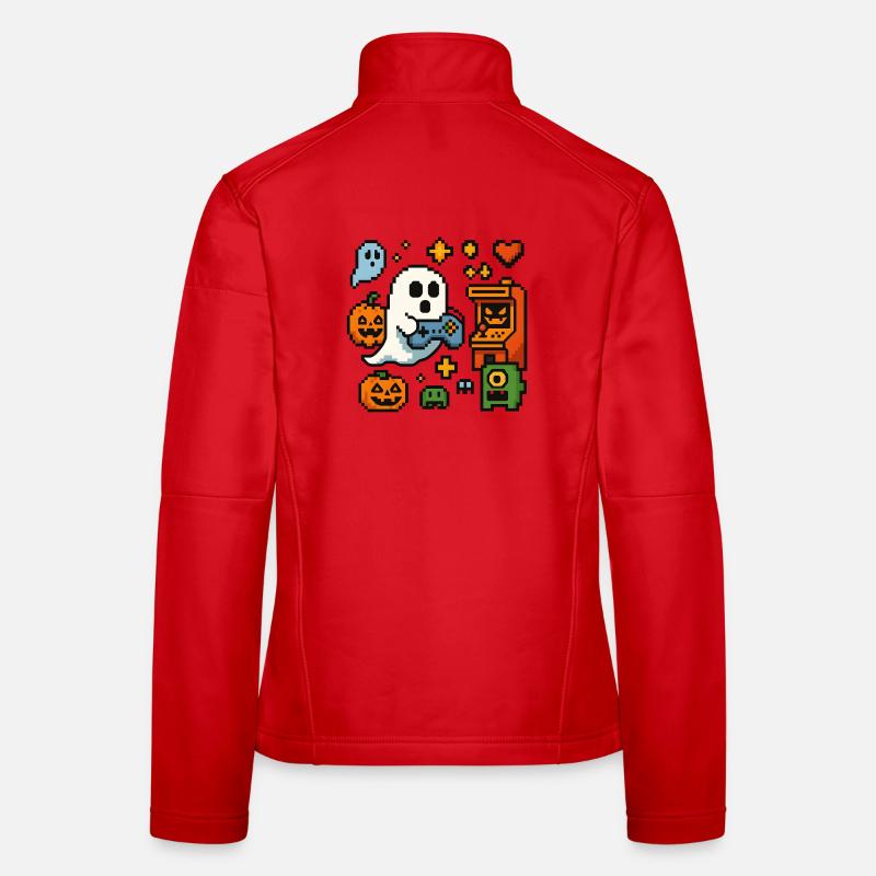 Pixel Ghost Gaming Retro Design Women's Softshell Jacket