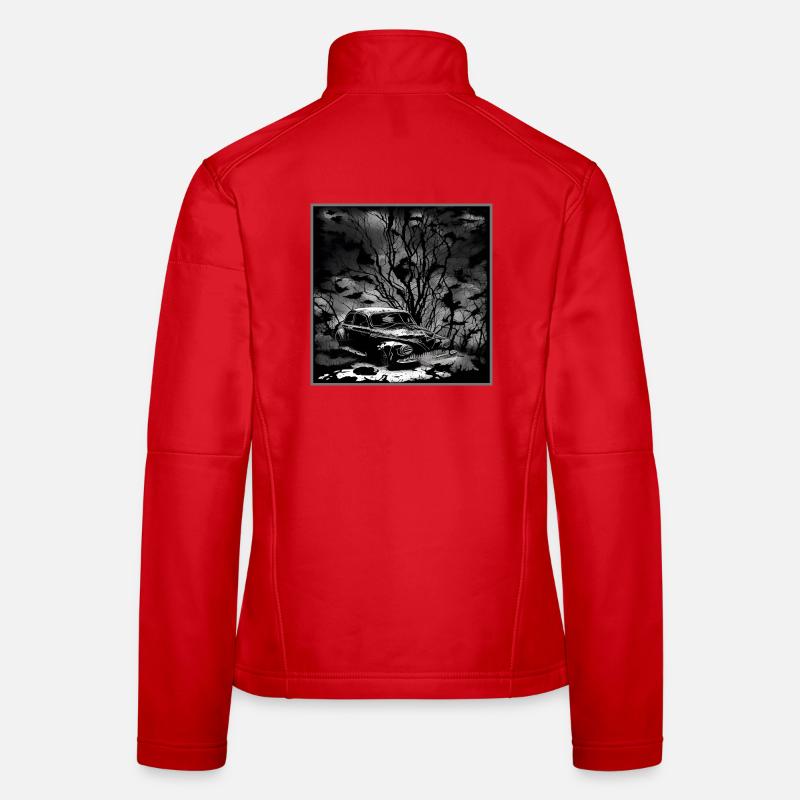 Dunkler Wald Oldtimer Illustration - Frauen Softshelljacke - Rot