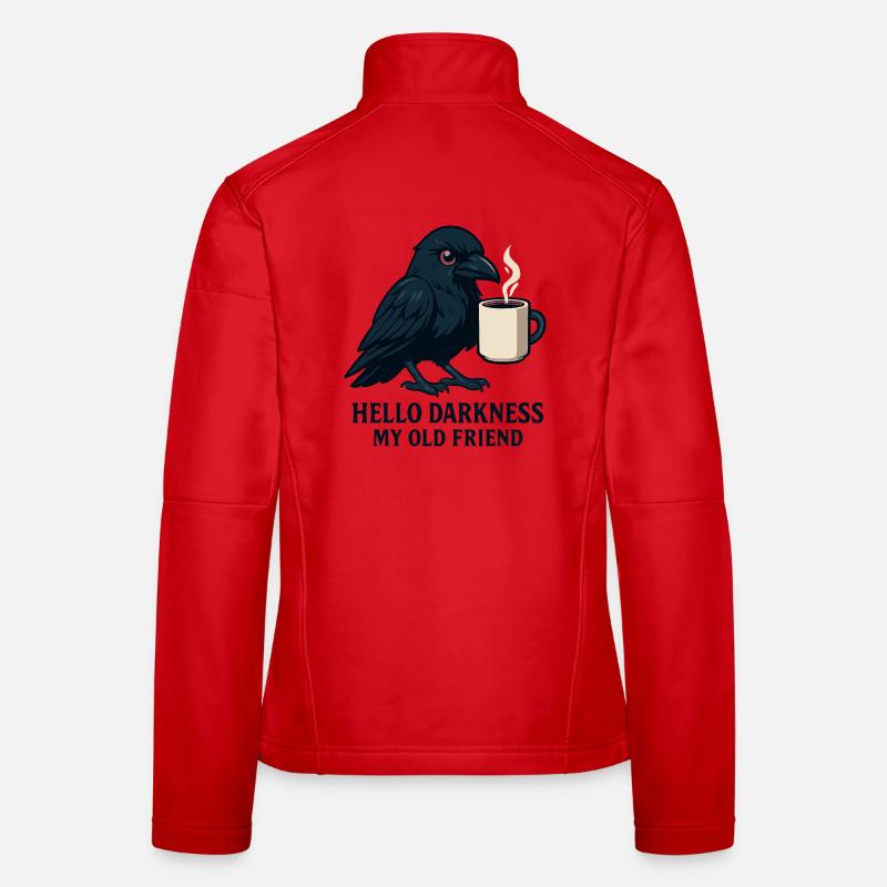 Schwarzer Humor Rabe mit Kaffeebecher - Frauen Softshelljacke - Rot