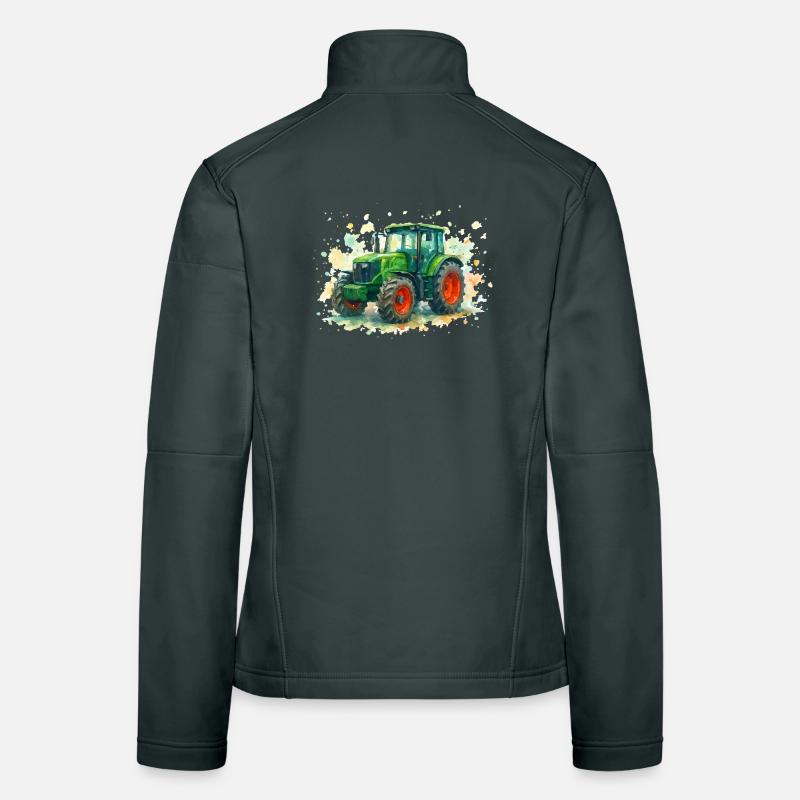 Aquarellischer Traktor mit lebendigen Farben Frauen Softshelljacke