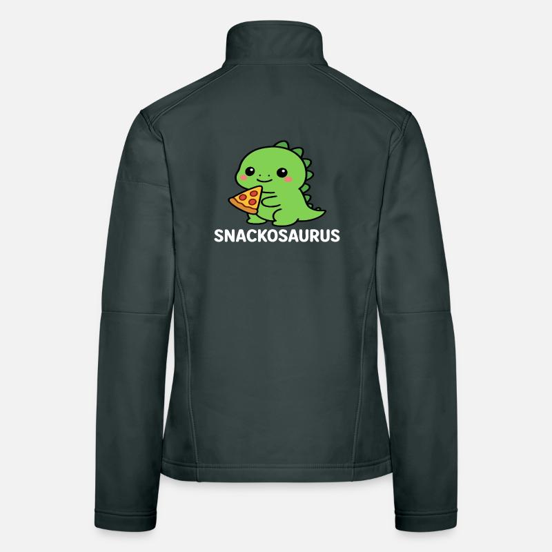 Playful dinosaur with pizza slice Women's Softshell Jacket