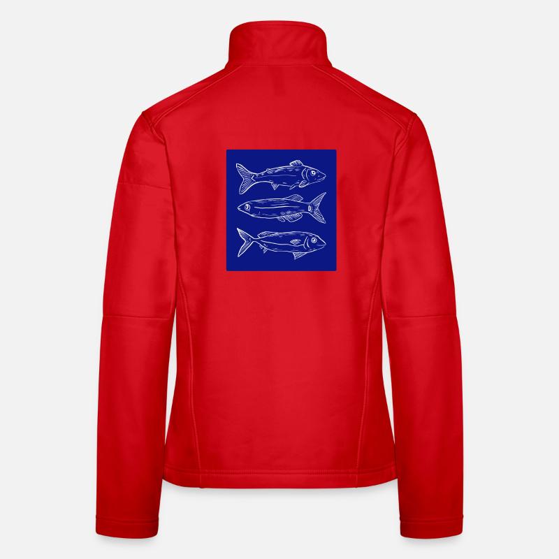 Dark blue fish pattern illustration Women's Softshell Jacket