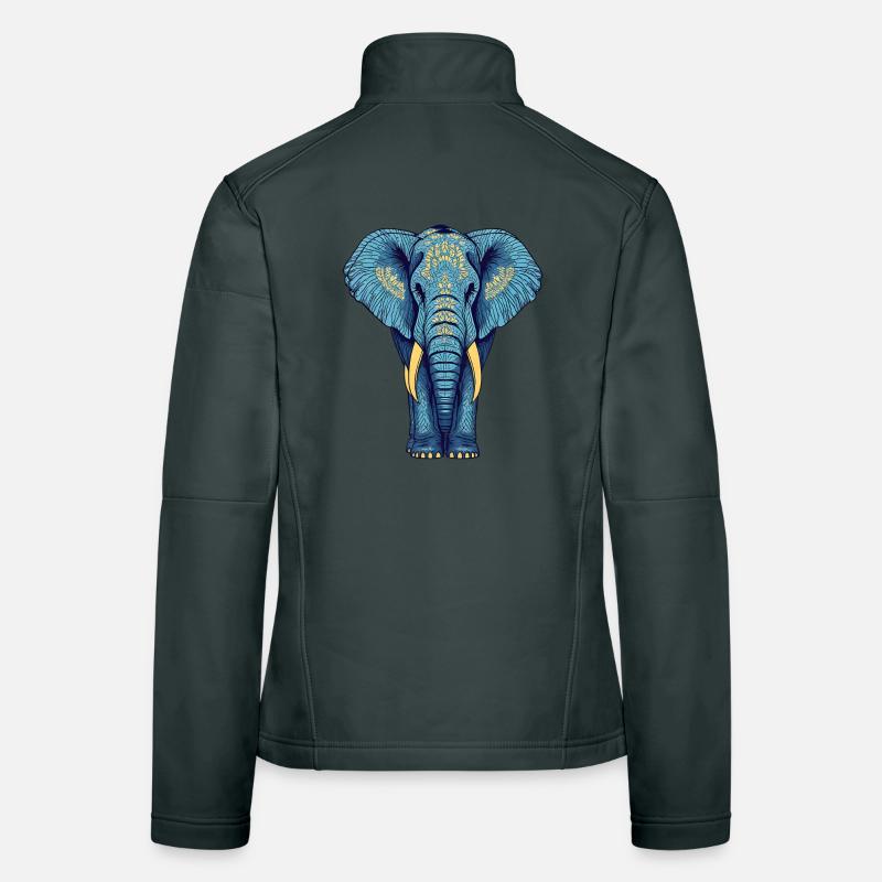 Elegant elephant head with ornamental pattern Women's Softshell Jacket