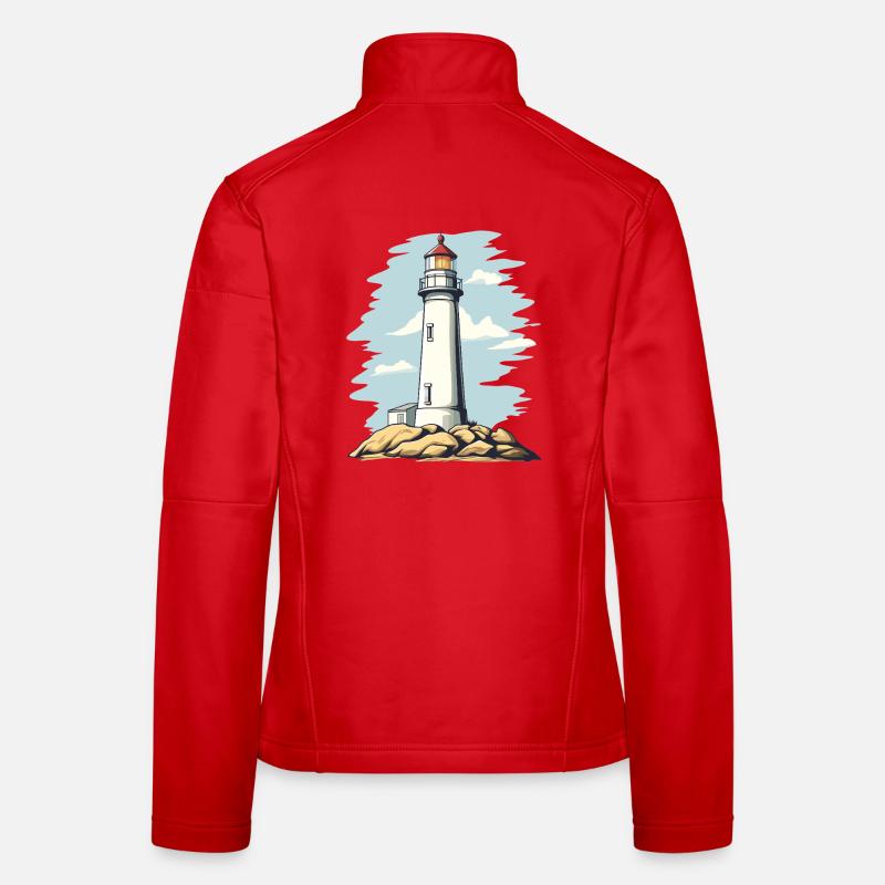 Lighthouse on the rock coastal motif Women's Softshell Jacket