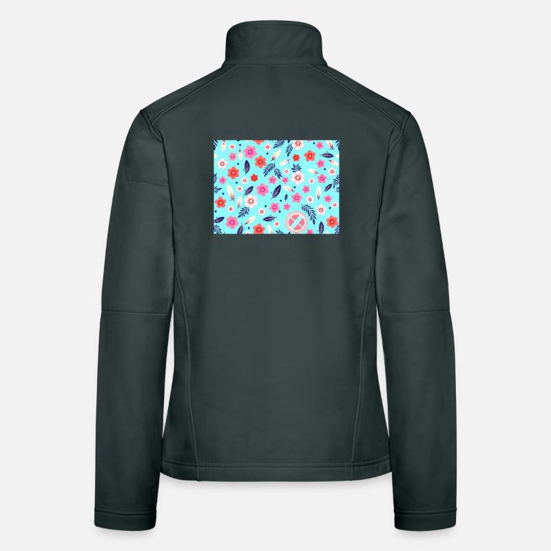 Floral pattern with surfboards on sky blue Women's Softshell Jacket