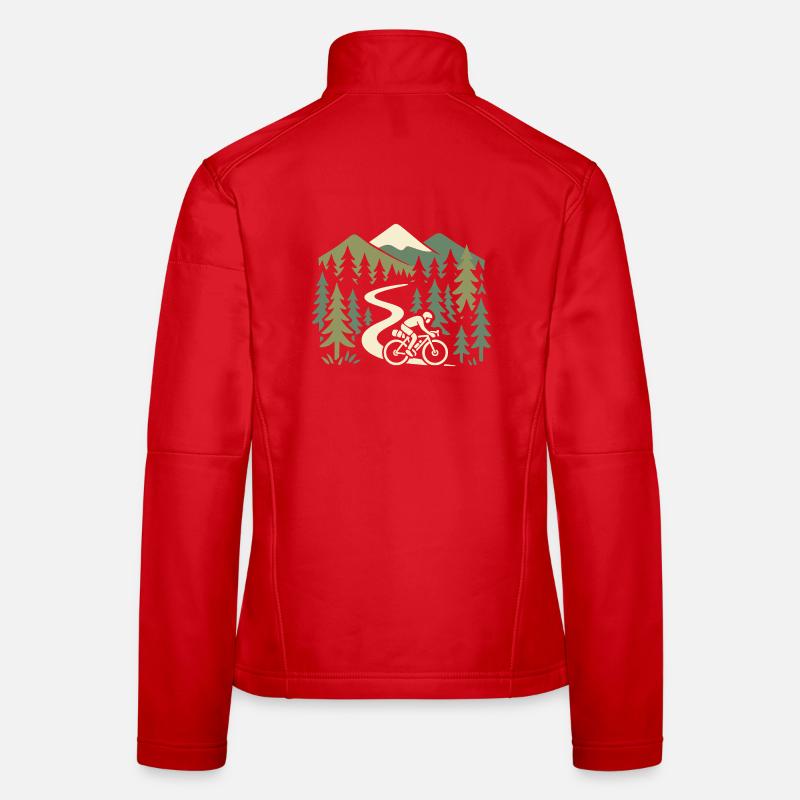 Adventurous mountain bike motif in a natural setting Women's Softshell Jacket