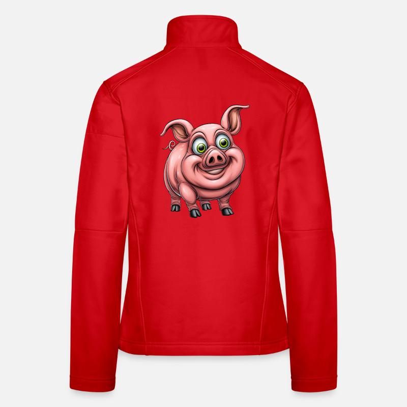 lustiges rosa pink Schwein :) - Frauen Softshelljacke - Rot