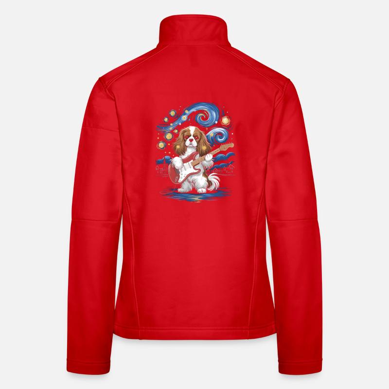 Hund mit E-Gitarre im Sternenhimmel - Frauen Softshelljacke - Rot