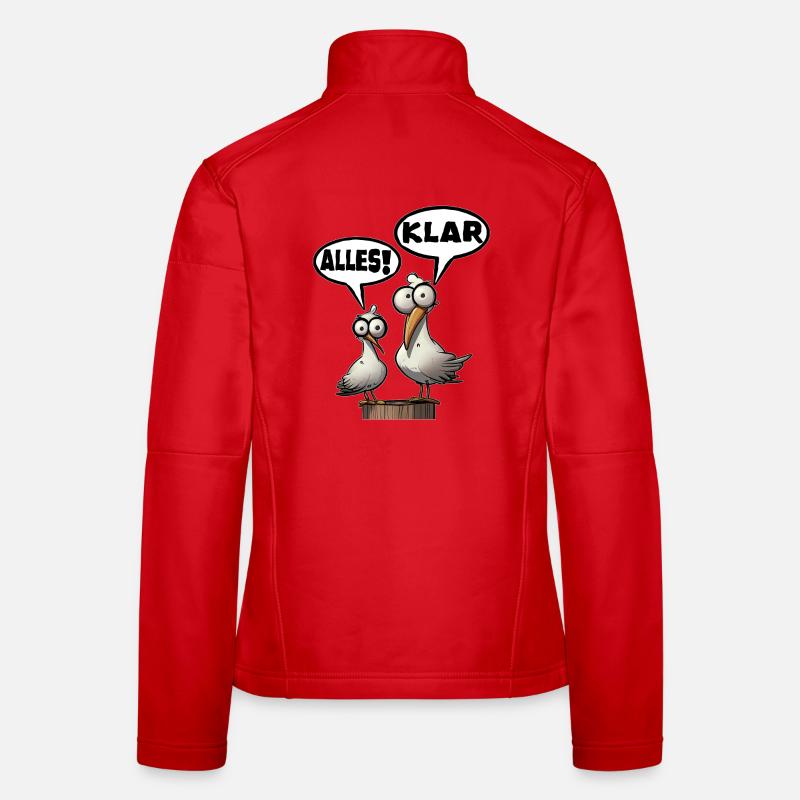 Funny seagulls with speech bubbles All clear Women's Softshell Jacket