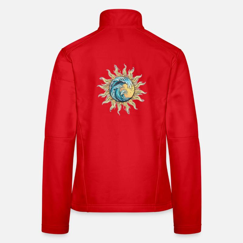 Sonnen- und Wellenfusionsdesign Frauen Softshelljacke