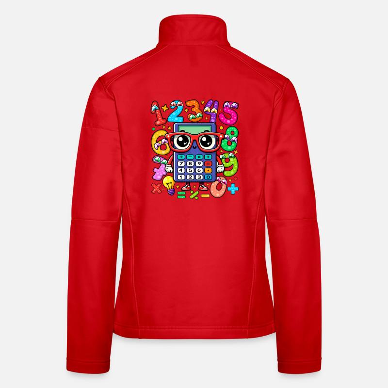 Number Whimsical Math Robot with Numbered Digits Women's Softshell Jacket