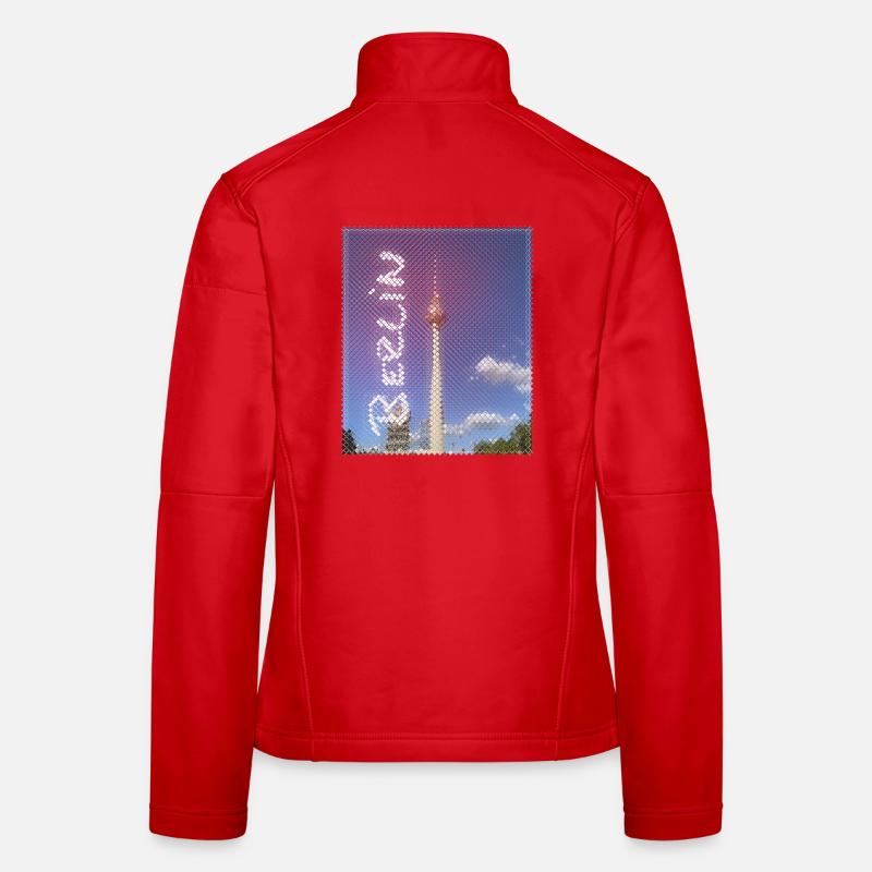 Berlin TV Tower Neon Design - Women's Softshell Jacket - red