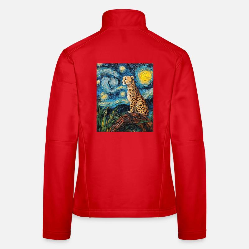 Guépard Léopard Style Van Gogh Étoilé Veste en tissu softshell Femme