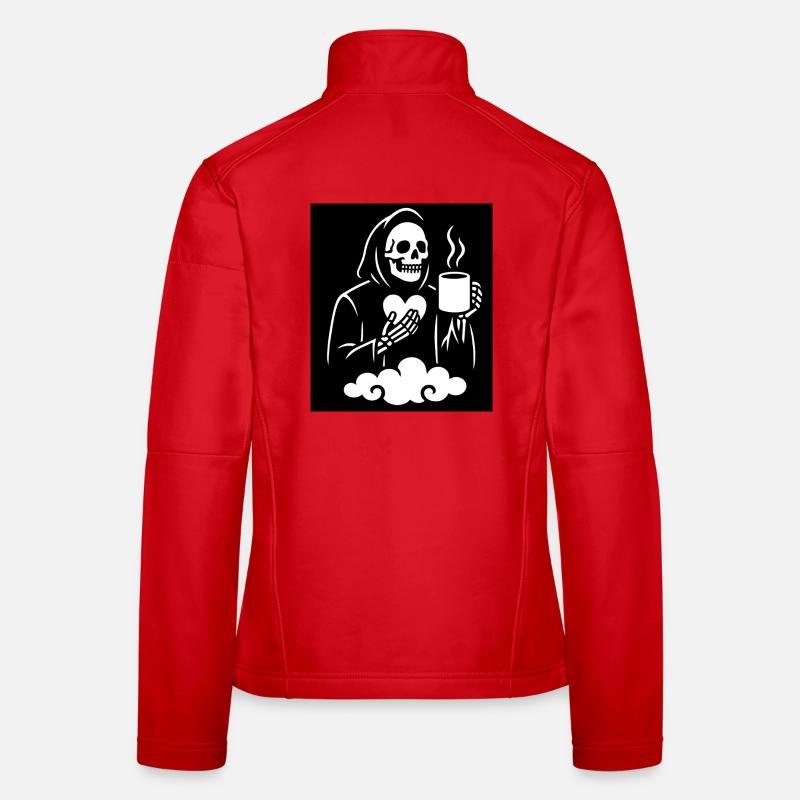 Grim Reaper Coffee Mug Design - Women's Softshell Jacket - red