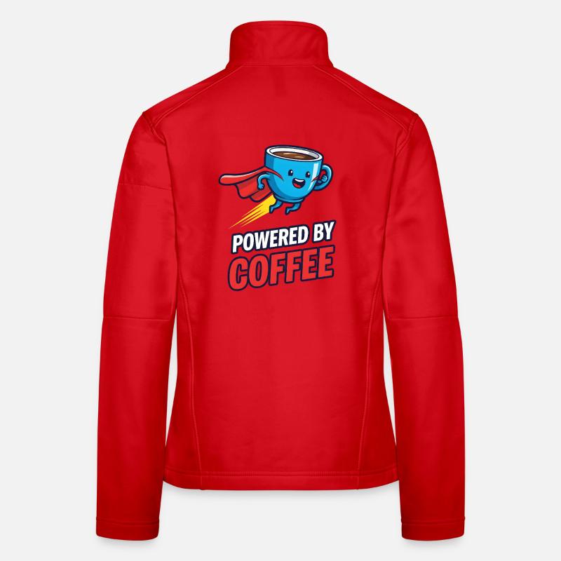 Kaffee Superheld mit Cape Frauen Softshelljacke