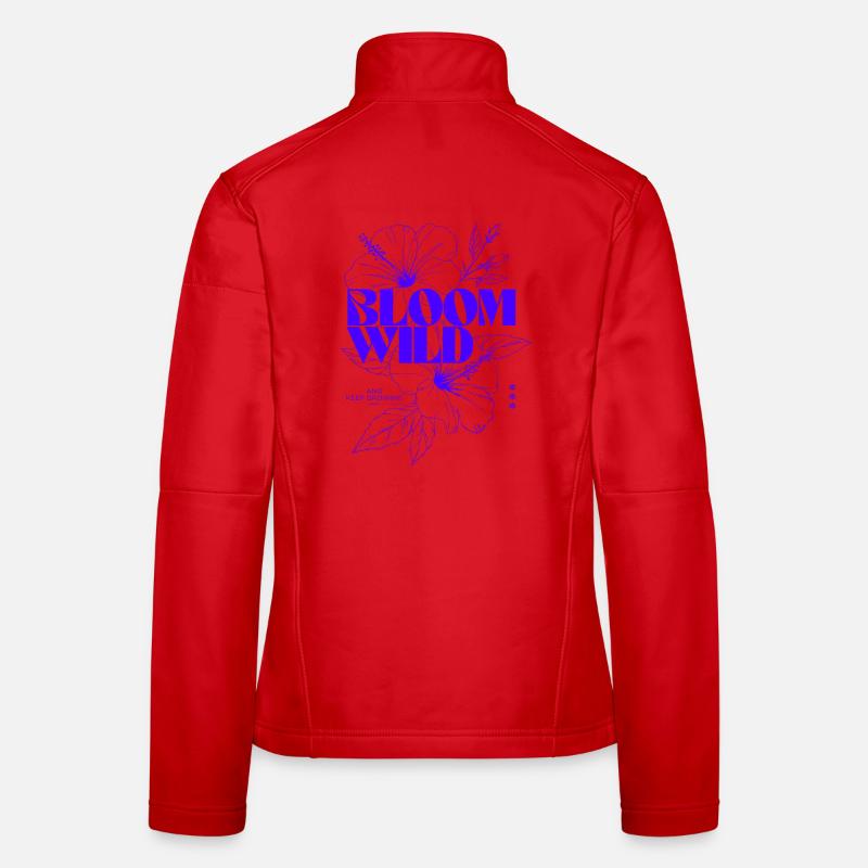 Bloom Wild Floral Typography Design Women's Softshell Jacket