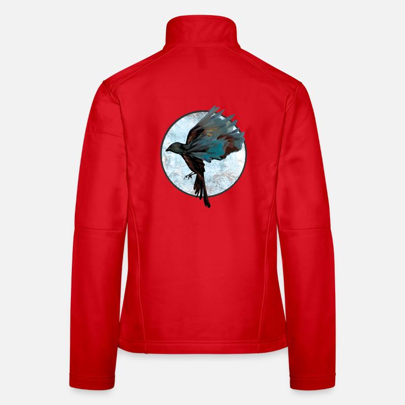 Fantasy Vogel Illustration mit Farbexplosion Frauen Softshelljacke