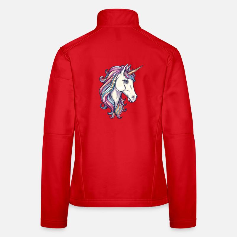 Bunter Einhorn mit farbigem Haar Frauen Softshelljacke