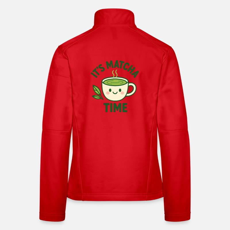 Green Tea Matcha Time Teacup Design Breakfast Women's Softshell Jacket