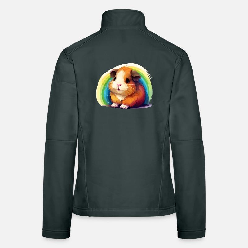 Bunter Hamster mit Regenbogenhintergrund Frauen Softshelljacke