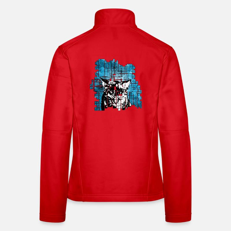 Portrait de chat de style graffiti avec explosion bleue Veste en tissu softshell Femme