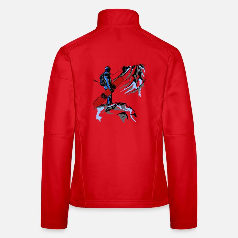 Snowboarder with red board – contrast art Women's Softshell Jacket