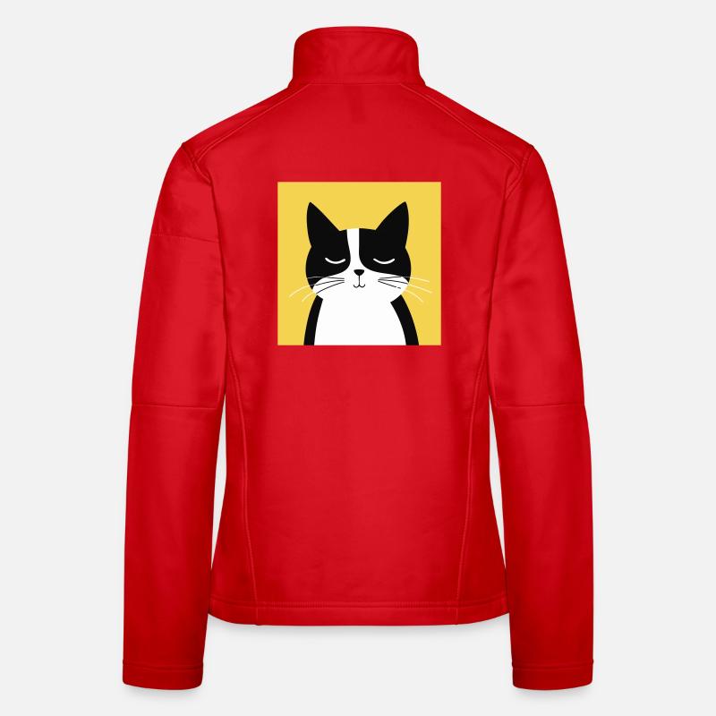 Minimalist Black and White Cat Women's Softshell Jacket